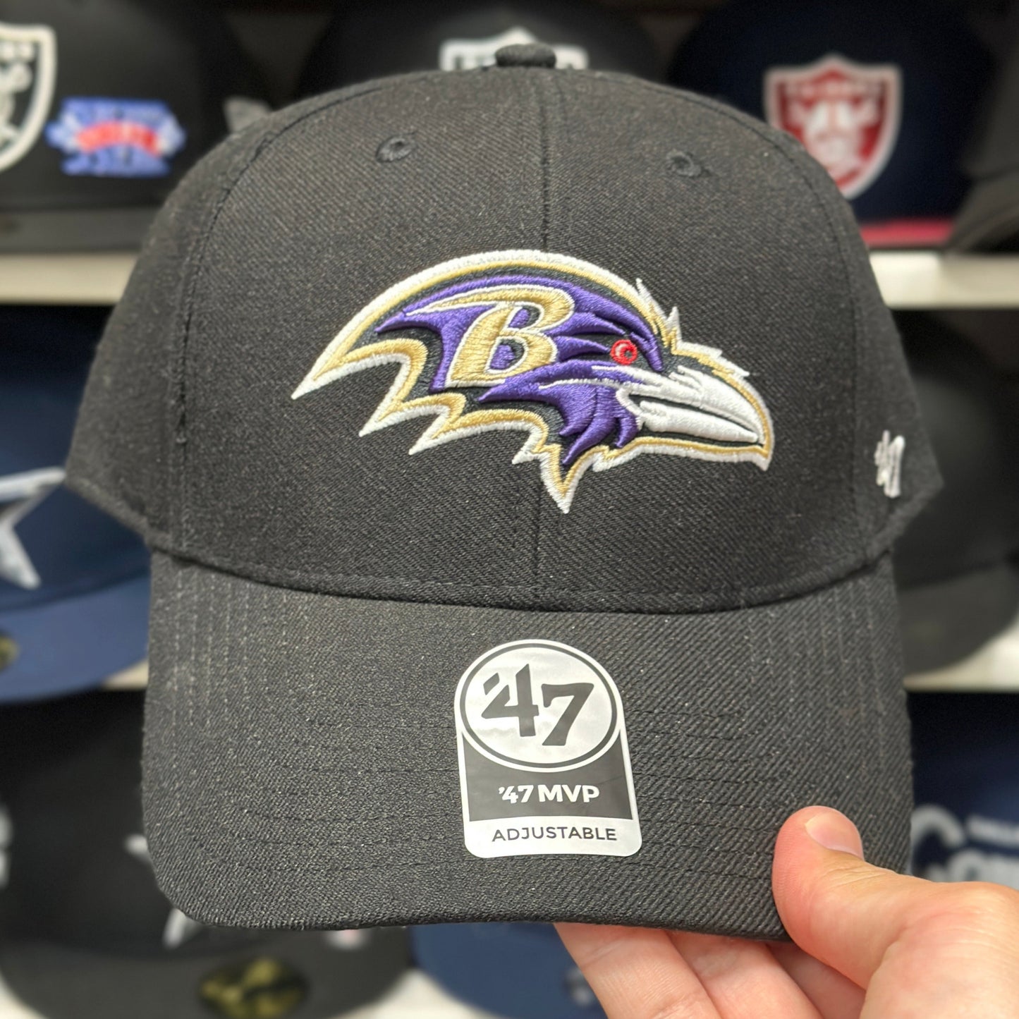 Baltimore Raven NFL Ball Cap | '47 Brand MVP Adjustable Curve Cap | Black