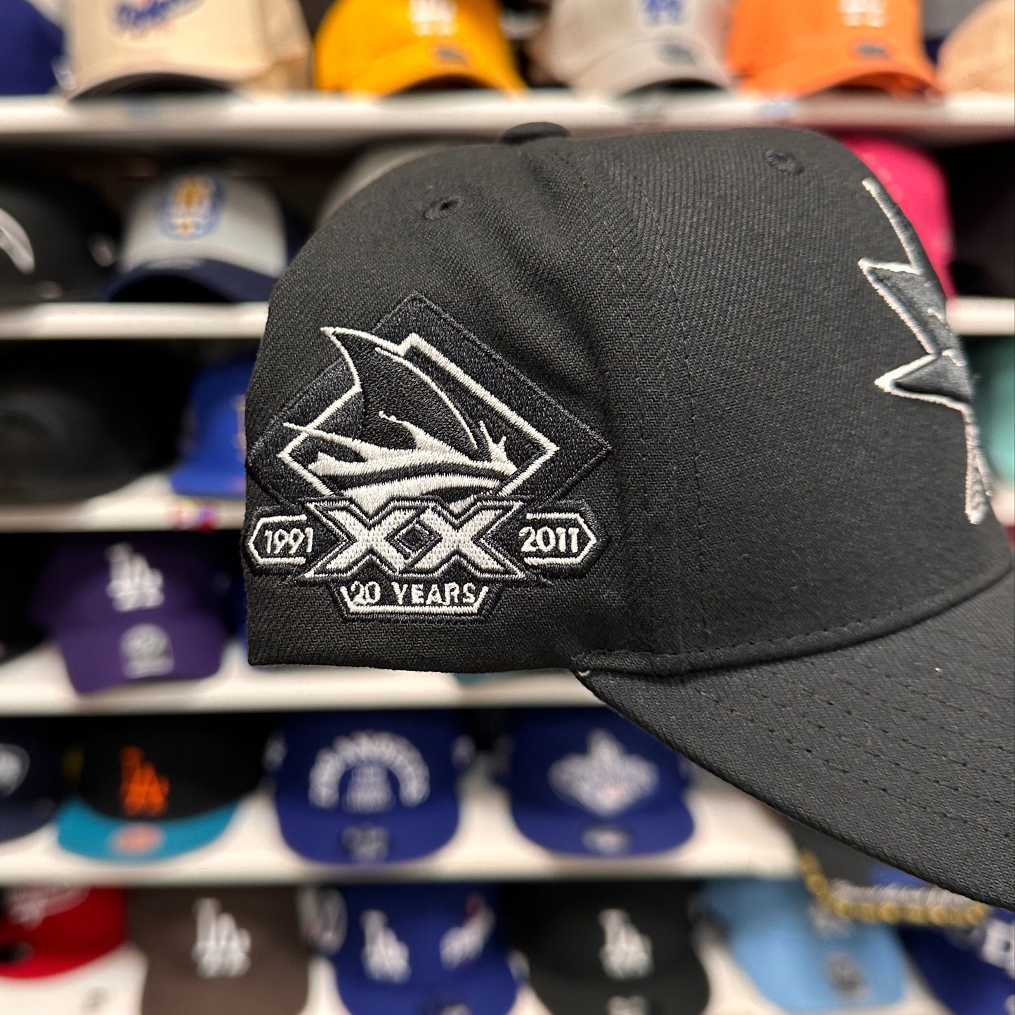 San Jose Sharks '20th Anniversary' Black/White Mitchell & Ness Snapback