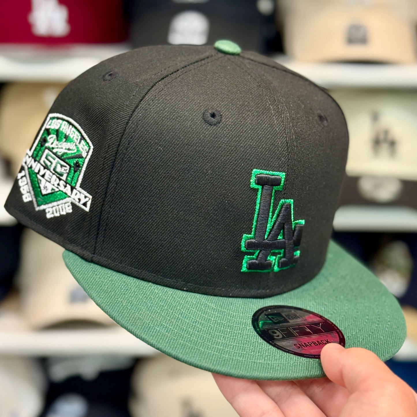New Era Los Angeles Dodgers Two Tone '50th Anniversary' 9FIFTY Snapback Black/Green