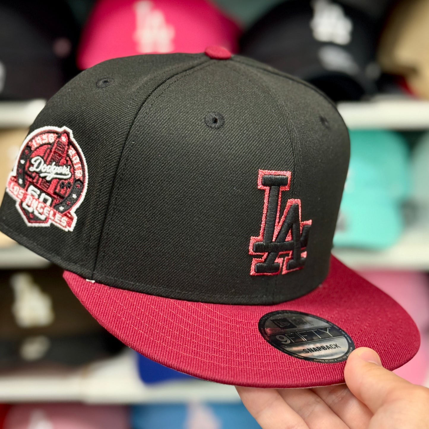 New Era Los Angeles Dodgers Two Tone '60th Anniversary' 9FIFTY Snapback Black/Maroon