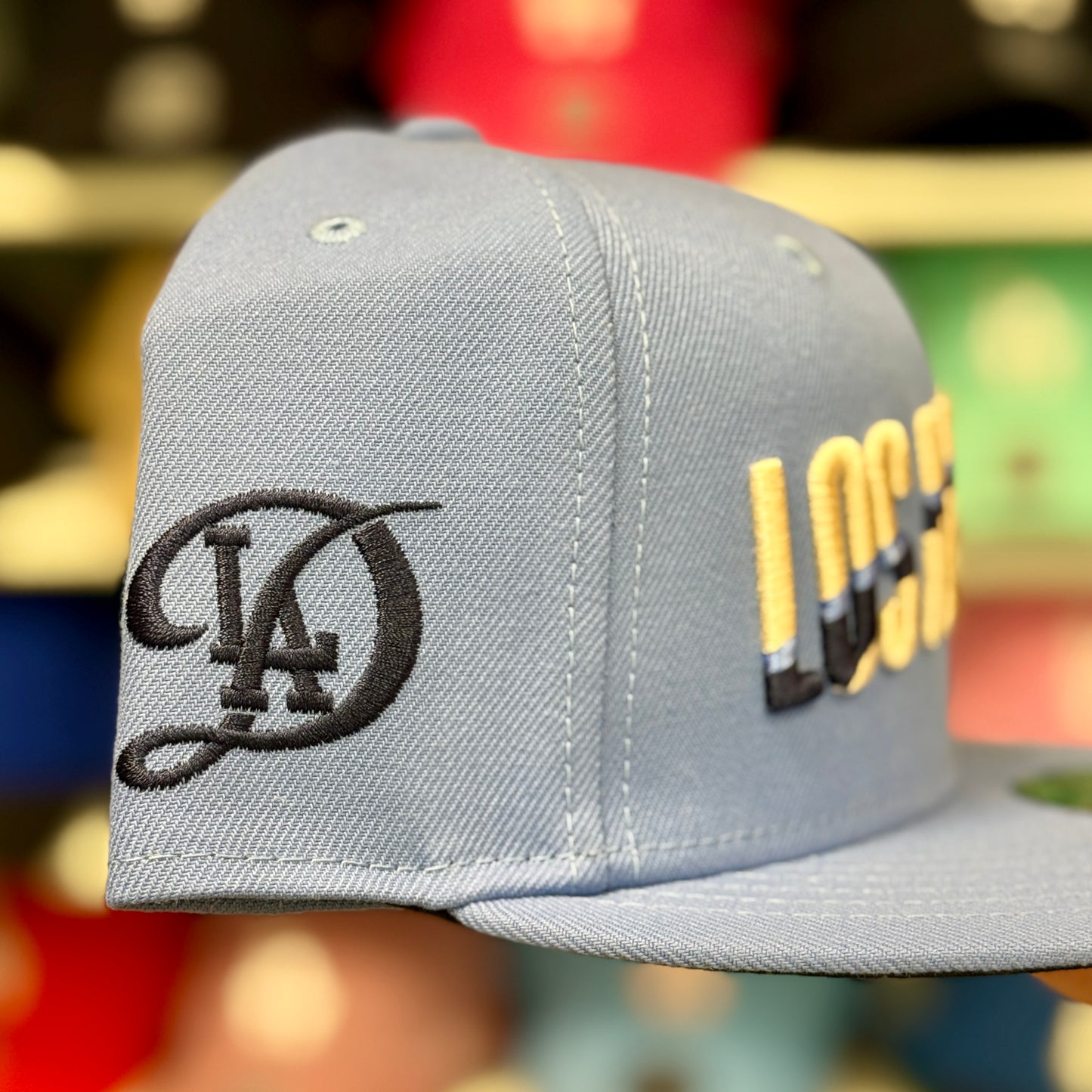 New Era Dodgers 'Los Angeles' Block Font 9FIFTY Snapback Baby Blue