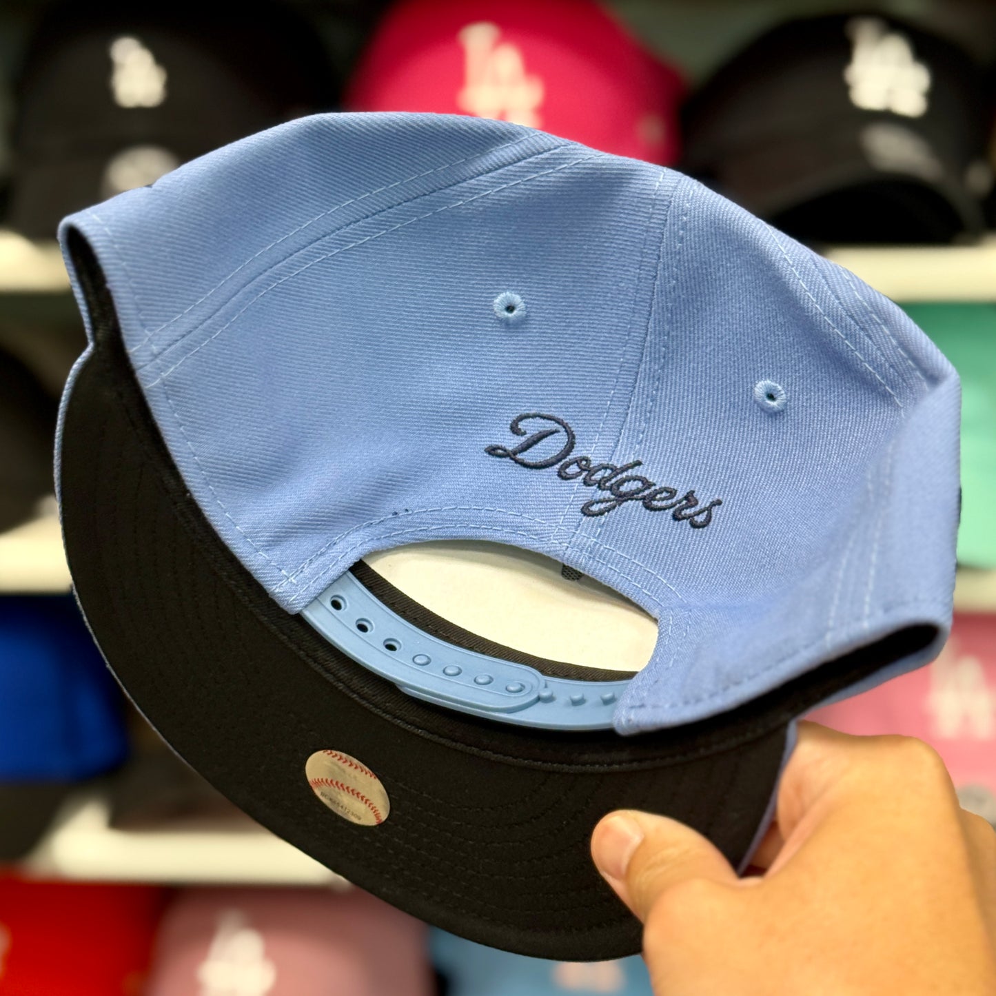 New Era Dodgers 'Los Angeles' Block Font 9FIFTY Snapback Baby Blue