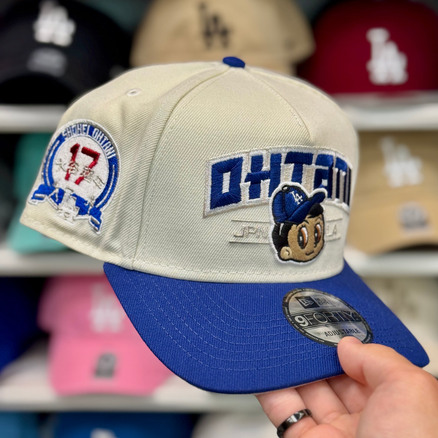 New Era Dodgers A-Frame Shohei Ohtani 'JPN to LA' 9FORTY Snapback Creme/Blue/Chrome