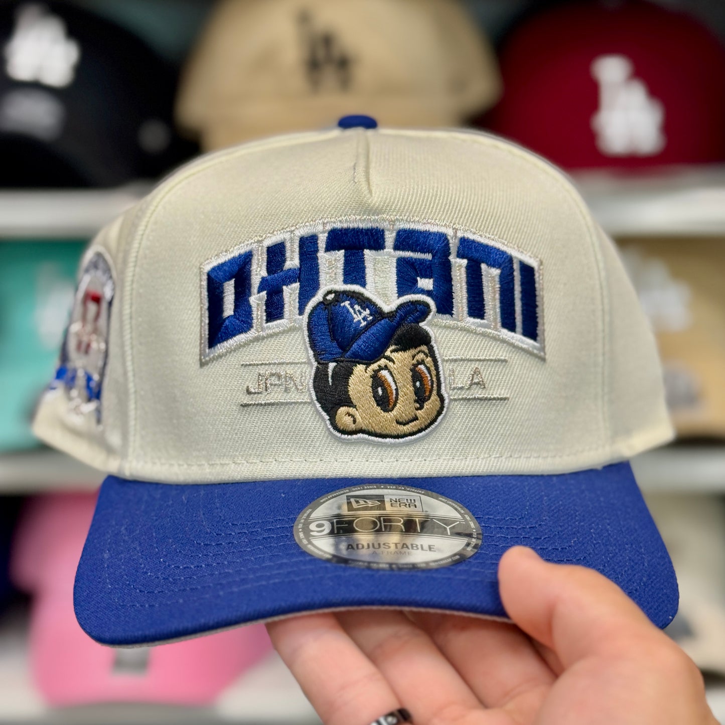 New Era Dodgers A-Frame Shohei Ohtani 'JPN to LA' 9FORTY Snapback Creme/Blue/Chrome