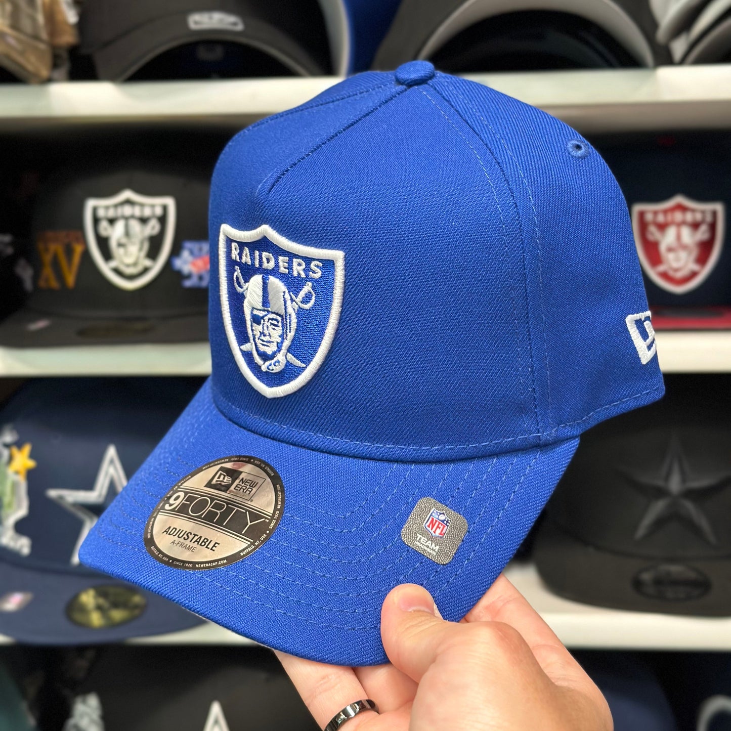New Era Las Vegas Raiders A-Frame 9FORTY Snapback Royal Blue