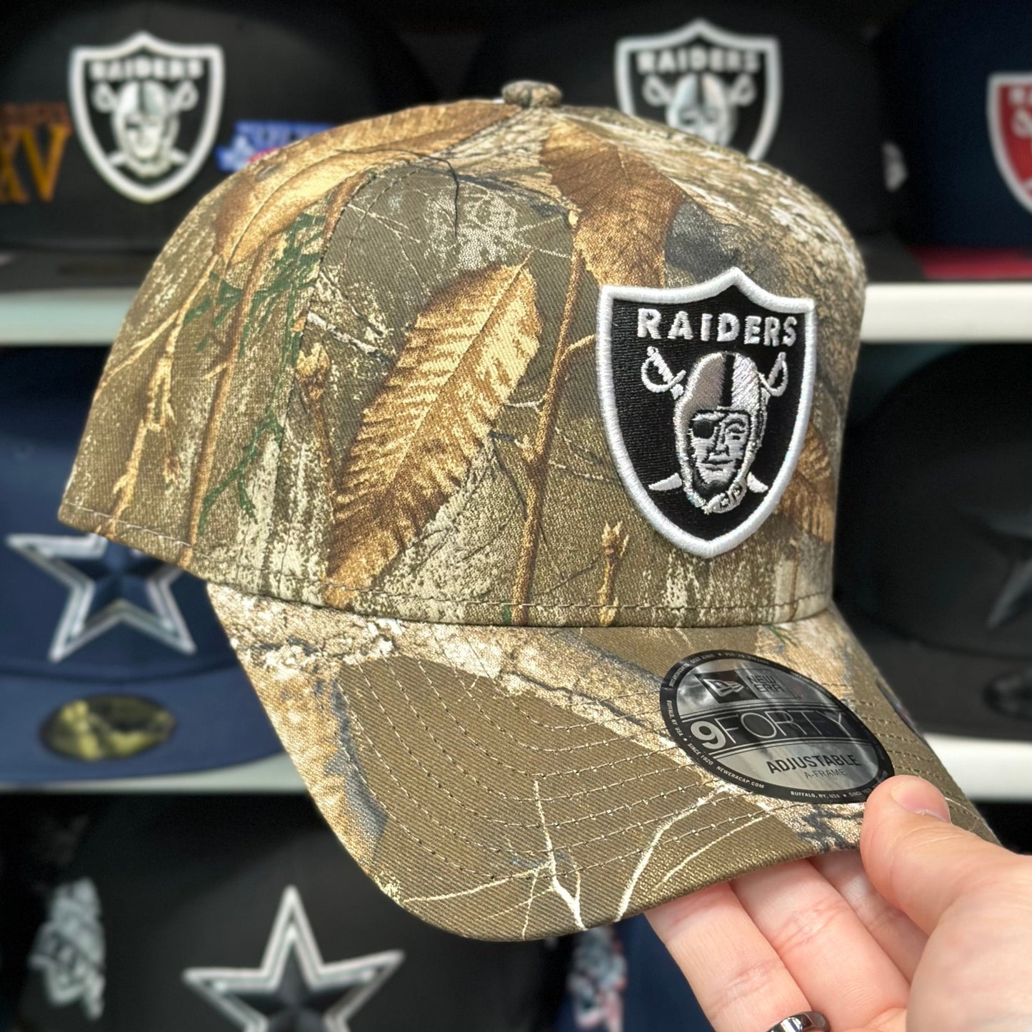 New Era Las Vegas Raiders A-Frame 9FORTY Snapback Real Tree Camo