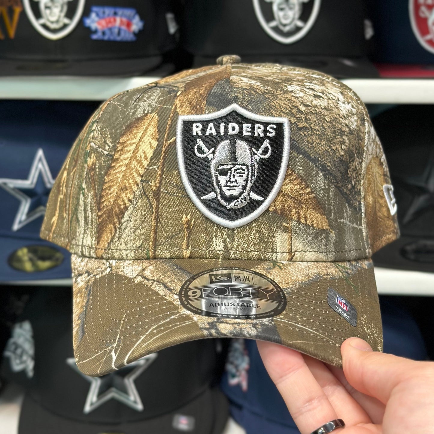 New Era Las Vegas Raiders A-Frame 9FORTY Snapback Real Tree Camo