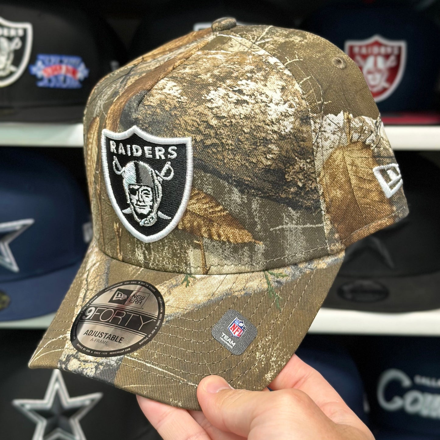 New Era Las Vegas Raiders A-Frame 9FORTY Snapback Real Tree Camo
