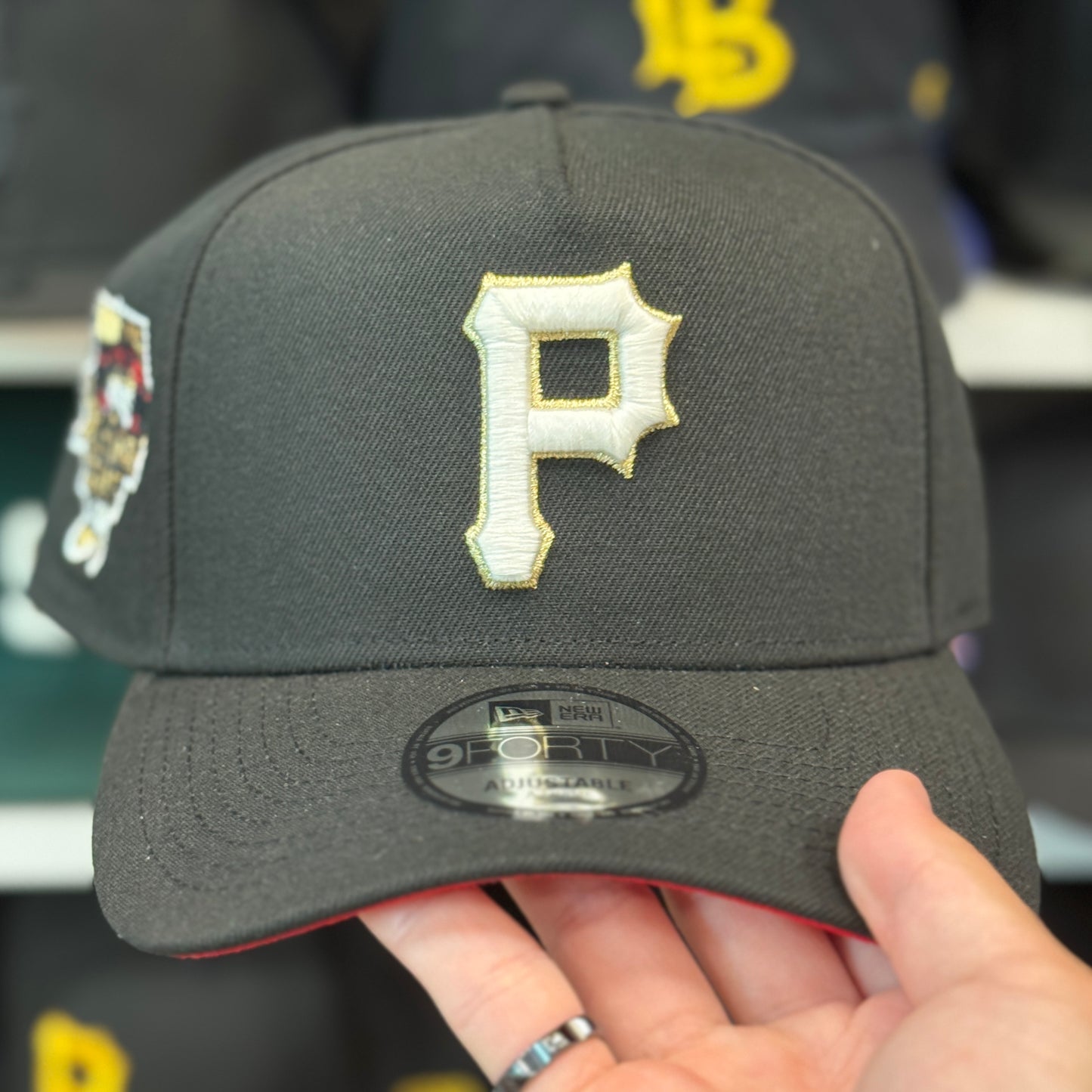 New Era Pittsburgh Pirates 'All Star Game' Gold Outline A-Frame 9FORTY Snapback Black/Red Under Brim