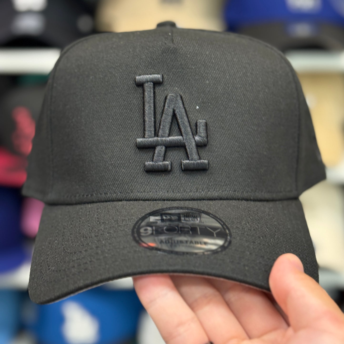 New Era Los Angeles Dodgers Black Stitch A-Frame 9FORTY Snapback All Black