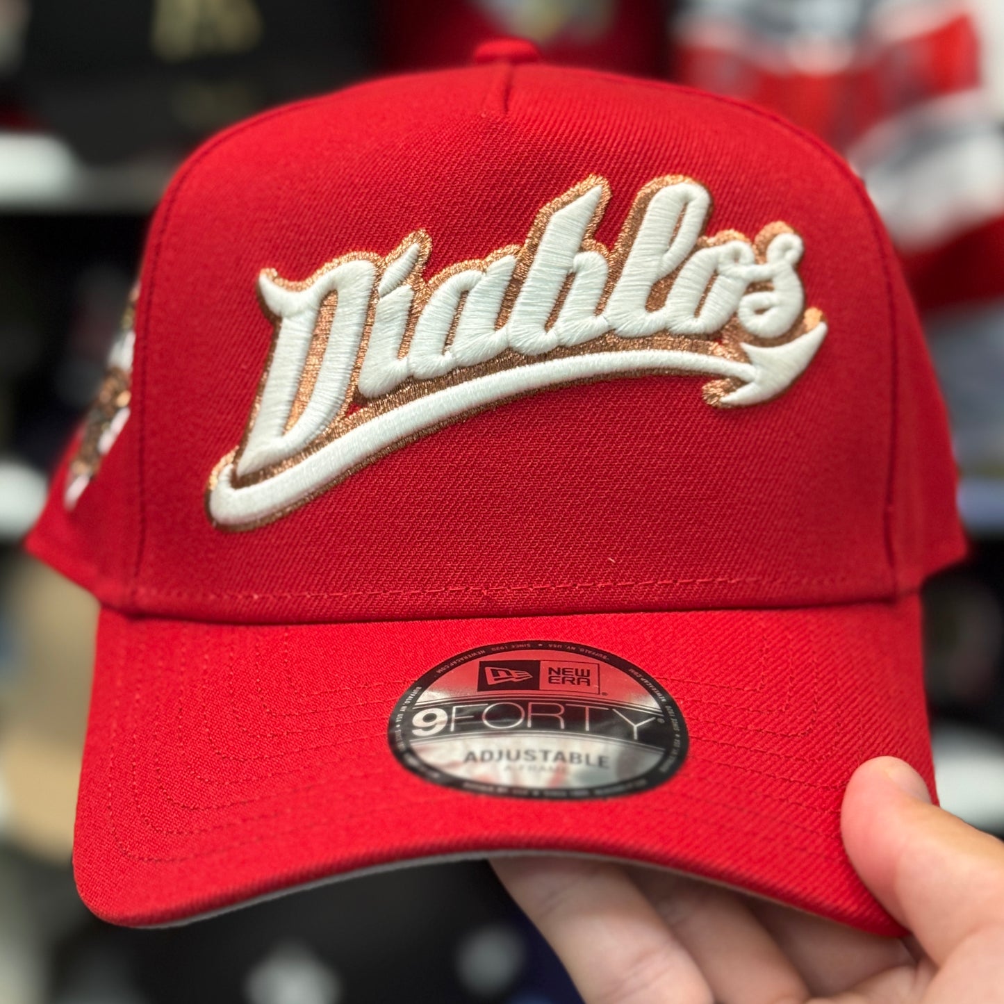 New Era Diablos Rojos del México Script '2024 Campeon' A-Frame Red/White 9FORTY Snapback | Glow in the Dark