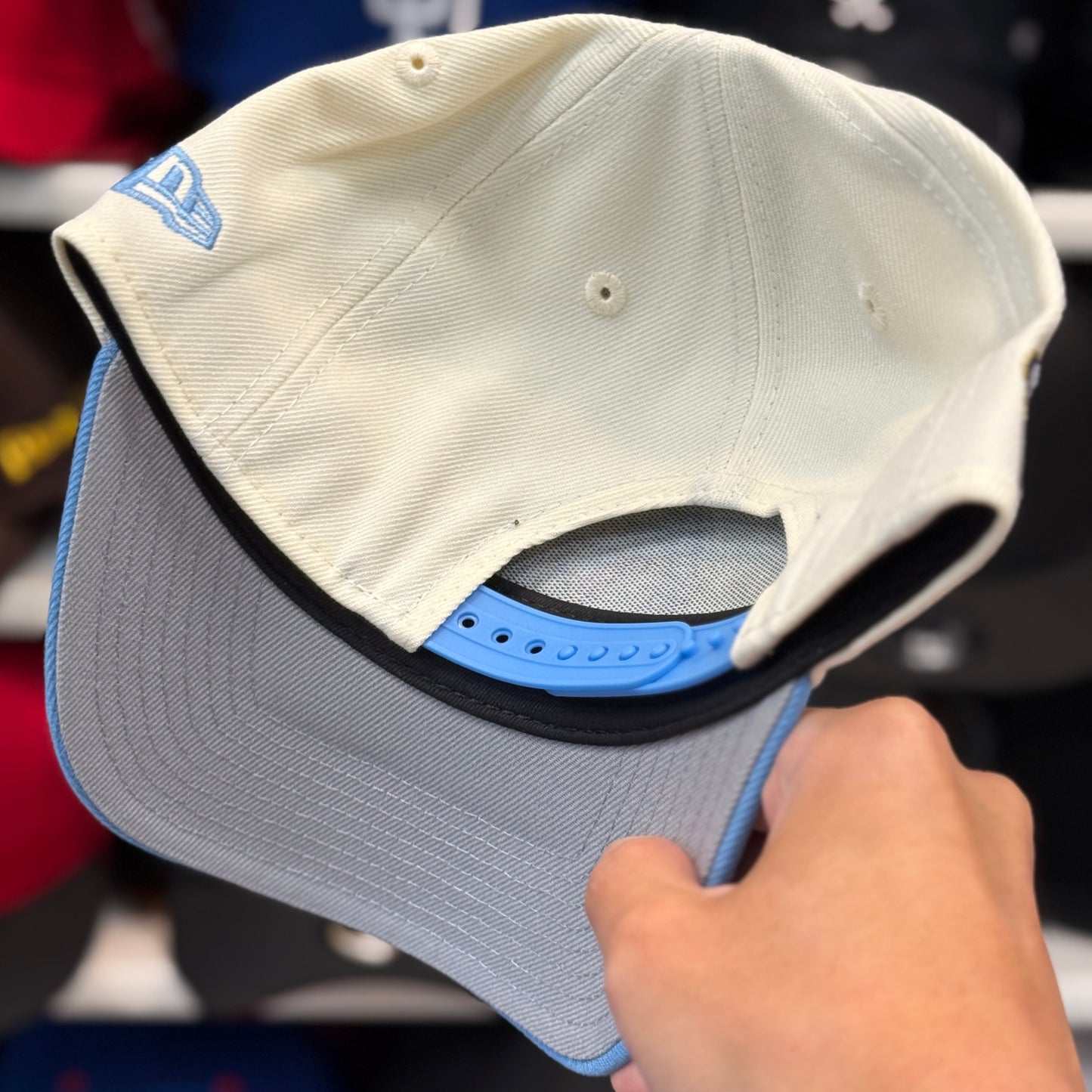 New Era Charros de Jalisco 'Campeones' A-Frame 9FORTY Snapback Ivory/Baby Blue