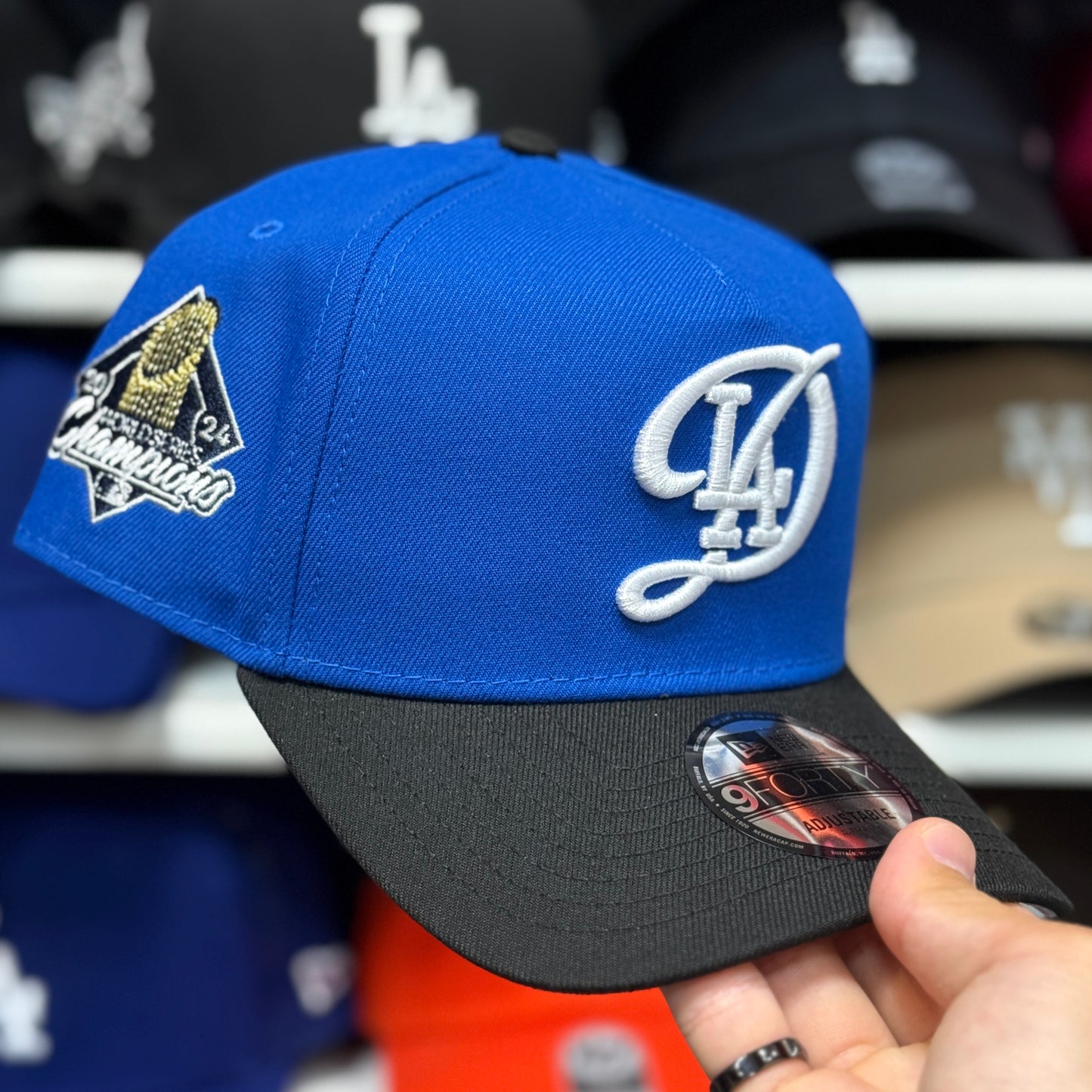 New Era Los Angeles Dodgers '2024 World Series Champions' A-Frame 9FORTY Snapback Blue/Black