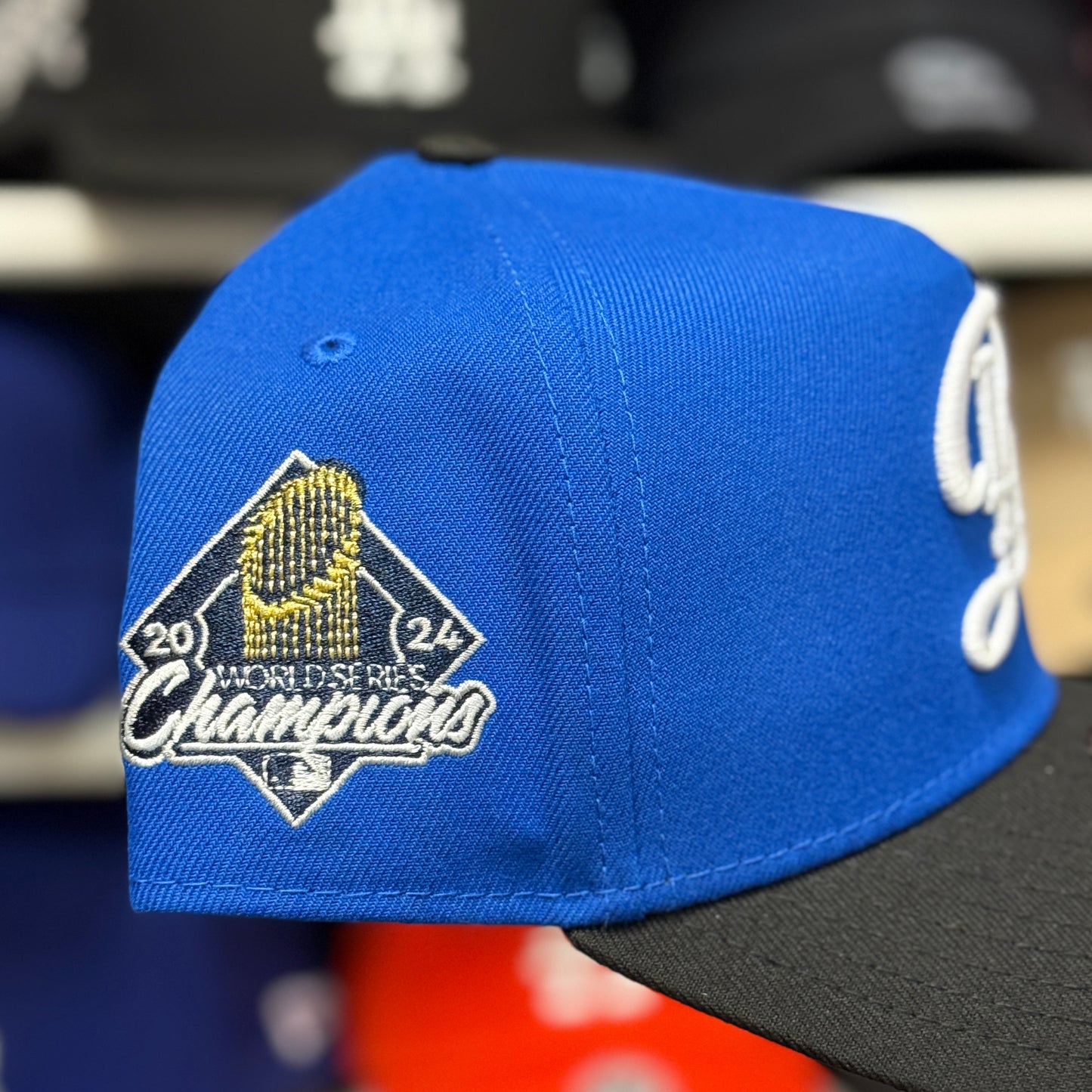 New Era Los Angeles Dodgers '2024 World Series Champions' A-Frame 9FORTY Snapback Blue/Black