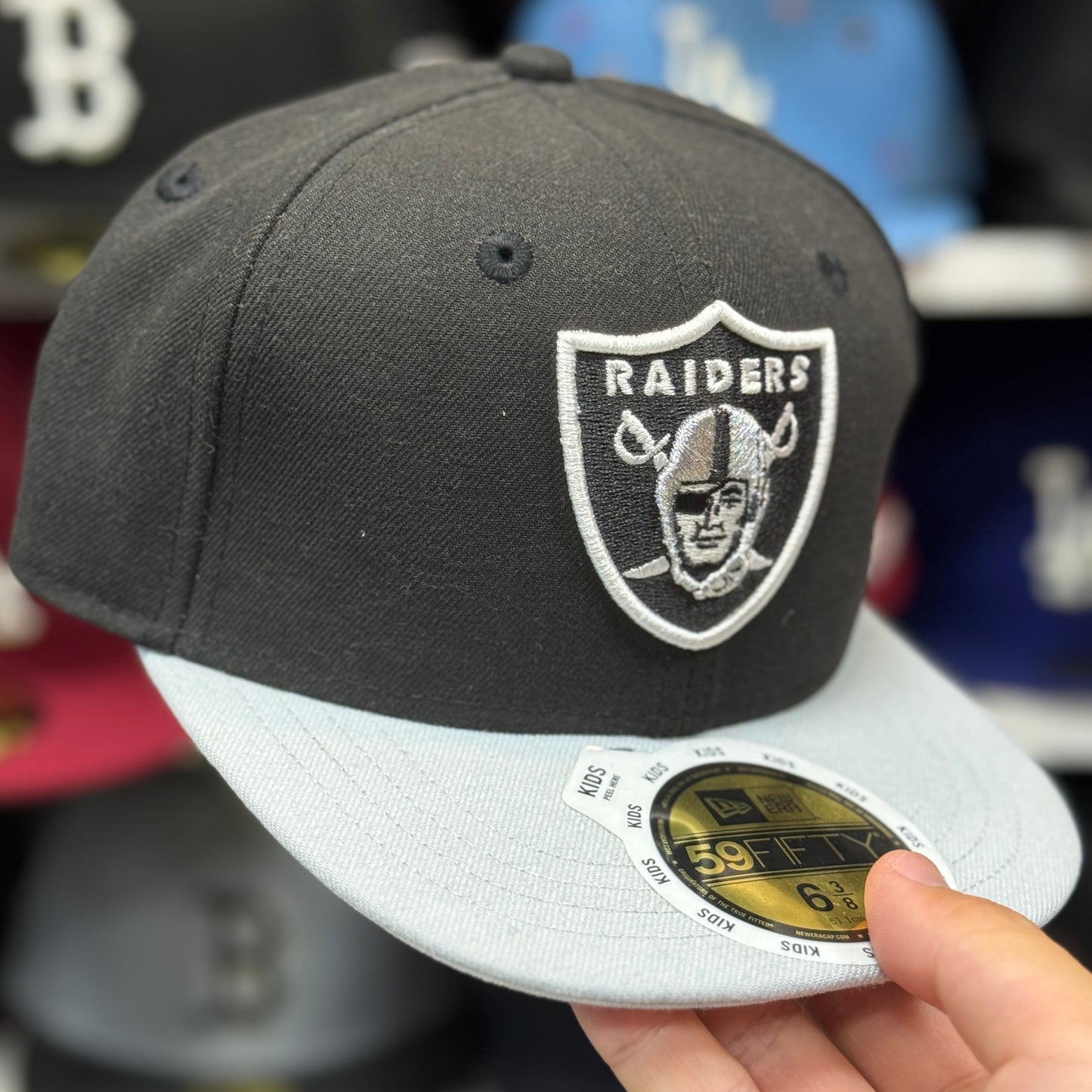 Youth Las Vegas Raiders New Era 59FIFTY Fitted Hat | Black/Gray