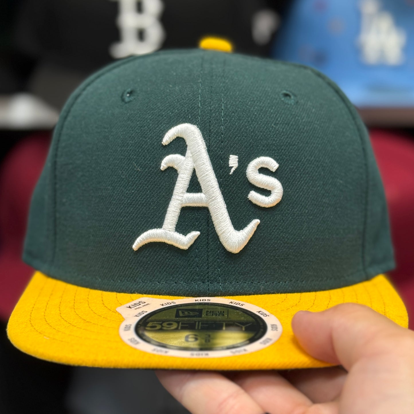 Youth Oakland Athletics New Era 59FIFTY Fitted Hat | Green/Yellow