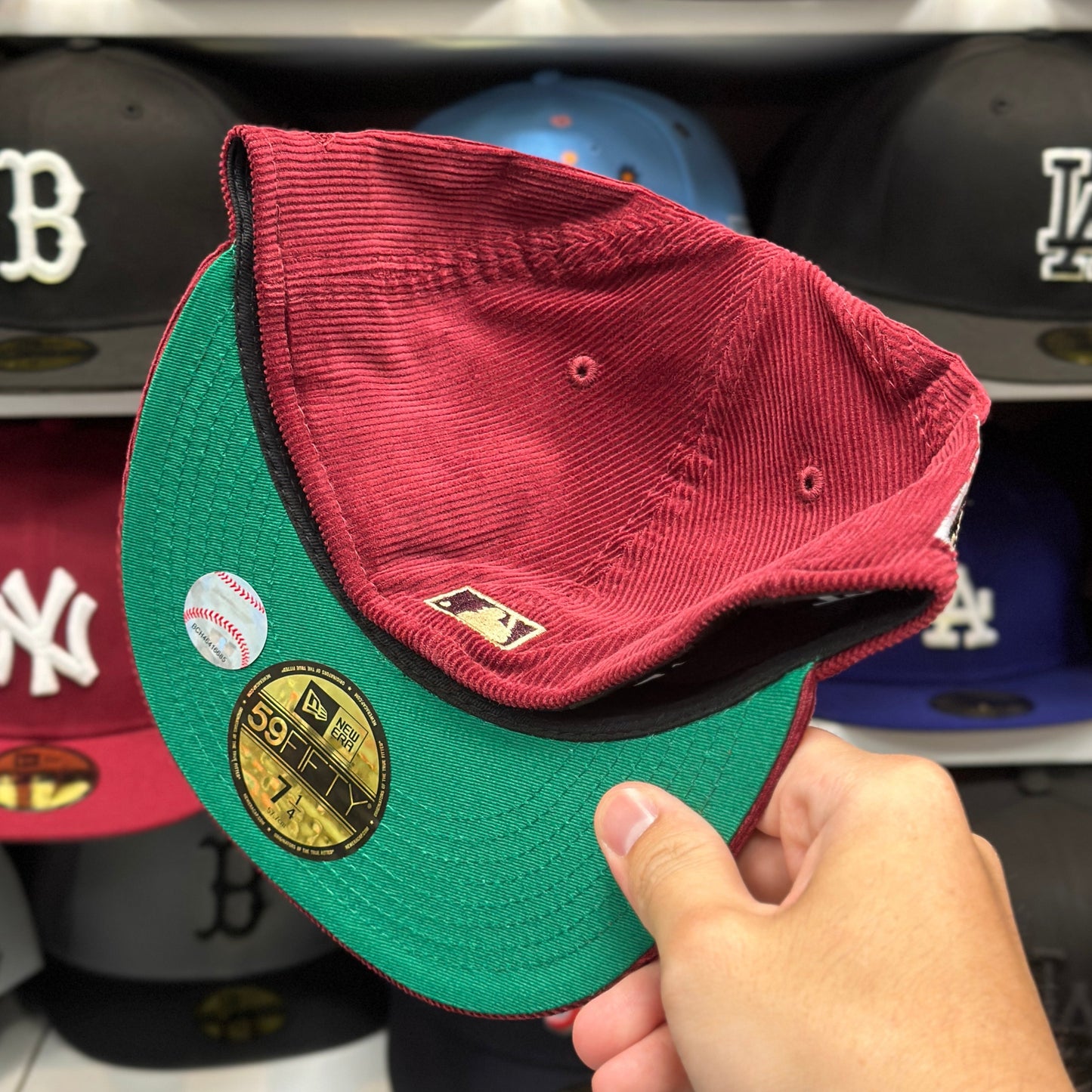 LA Dodgers MLB 60th Anniversary Side Patch | New Era 59FIFTY Fitted Cap | Maroon