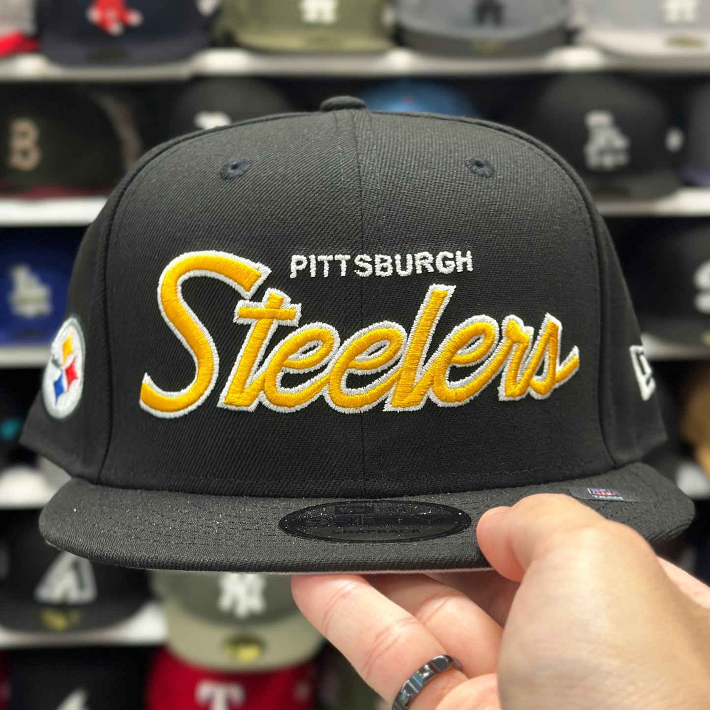 New Era Pittsburgh Steelers 'Script Logo' Black/Yellow 9FIFTY Snapback