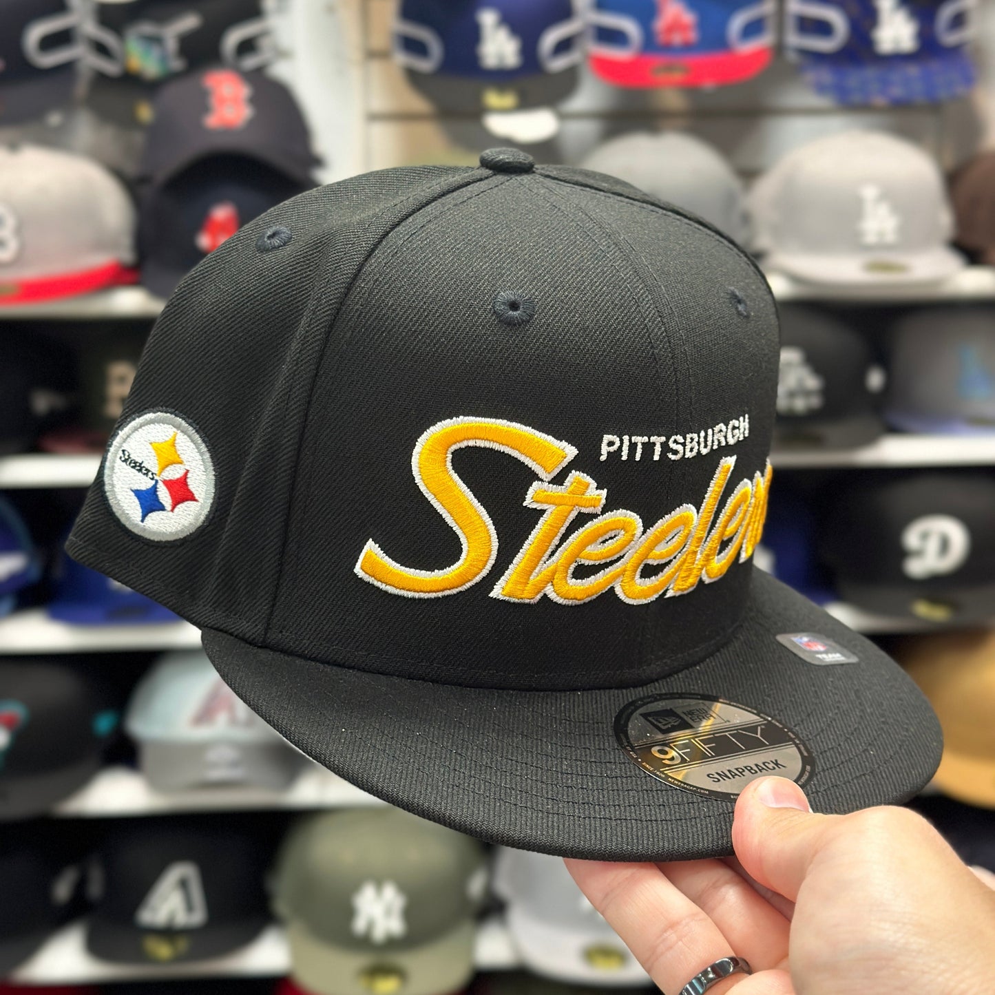 New Era Pittsburgh Steelers 'Script Logo' Black/Yellow 9FIFTY Snapback