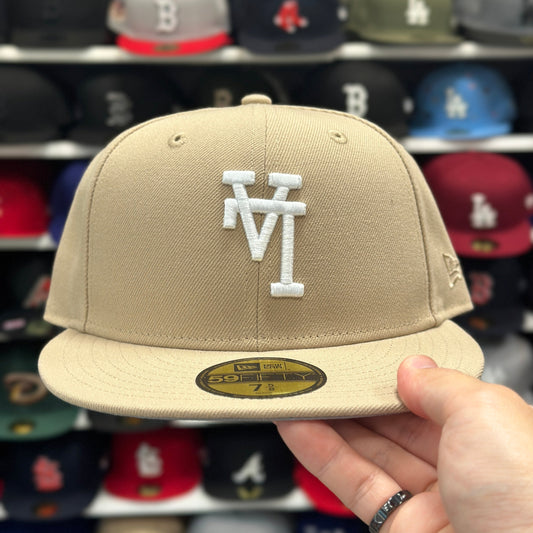 New Era Los Angeles Dodgers 'Upside Down Logo' Tan/White 59FIFTY Fitted Hat