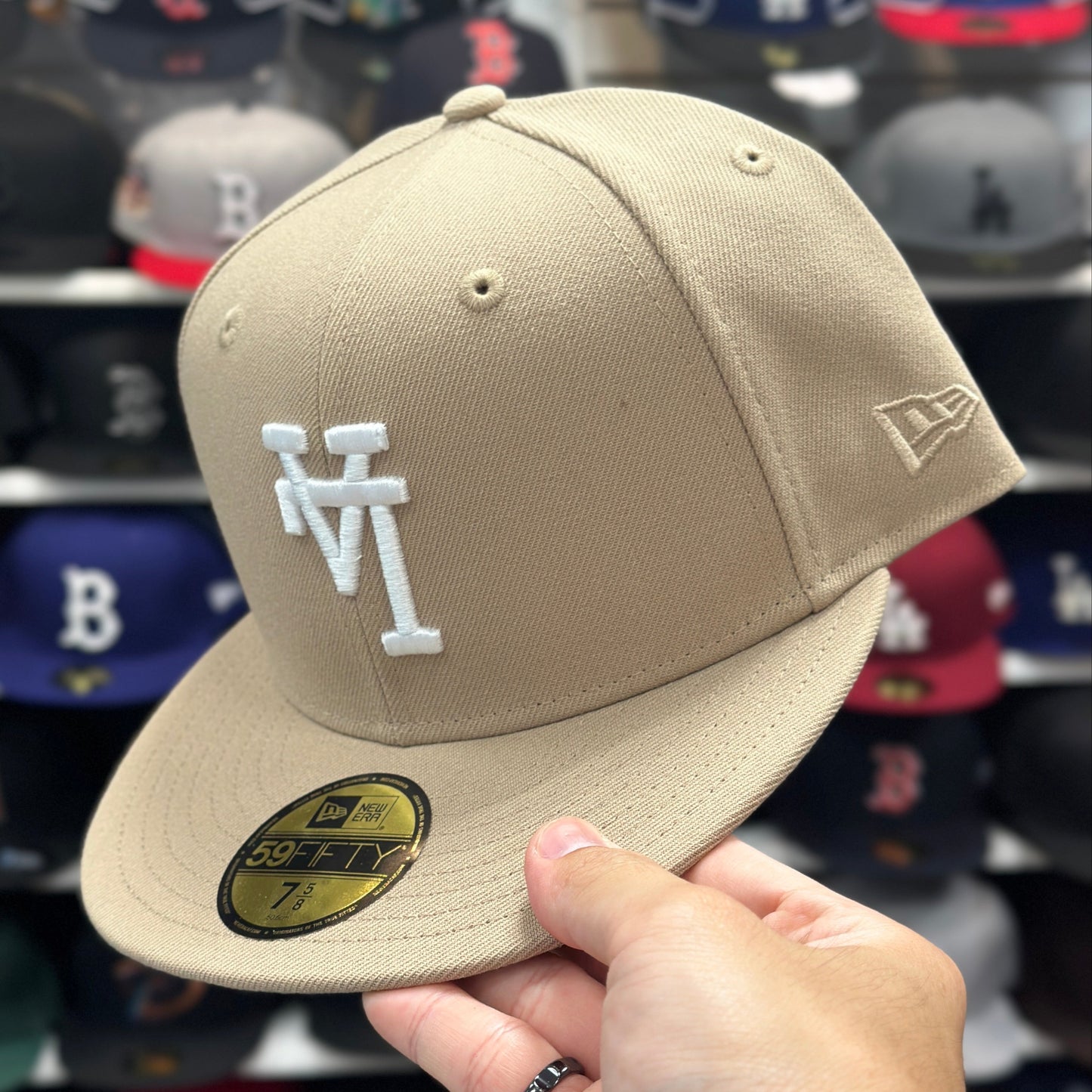 New Era Los Angeles Dodgers 'Upside Down Logo' Tan/White 59FIFTY Fitted Hat