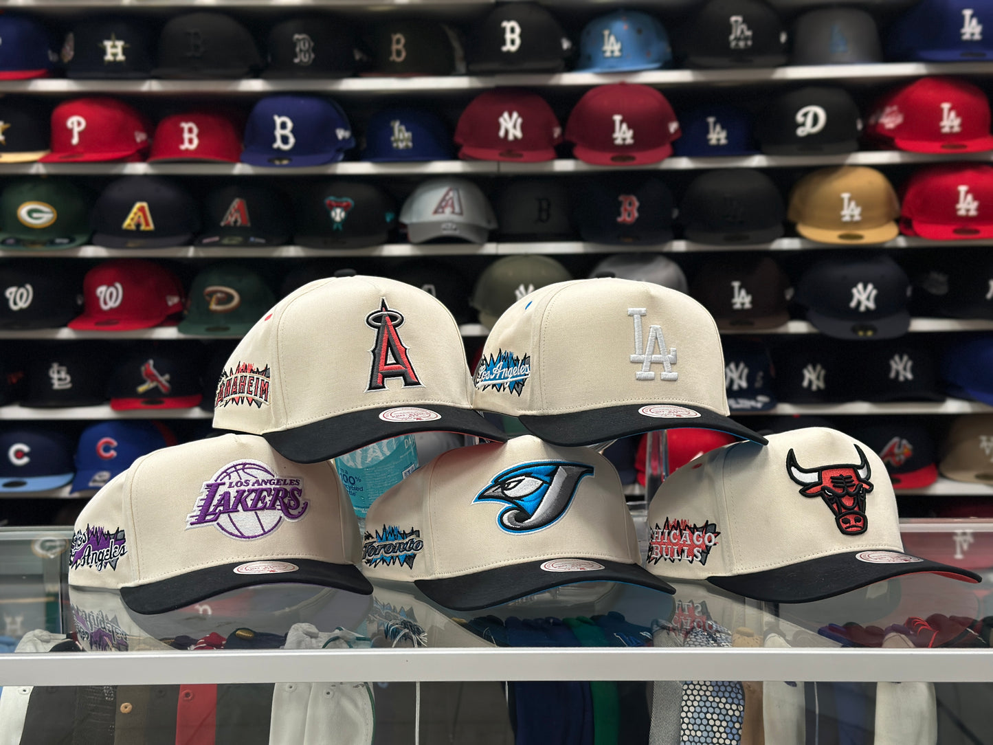 Los Angeles Angels Creme/Black A-Frame Mitchell & Ness Snapback Creme/Black | Red Under Brim