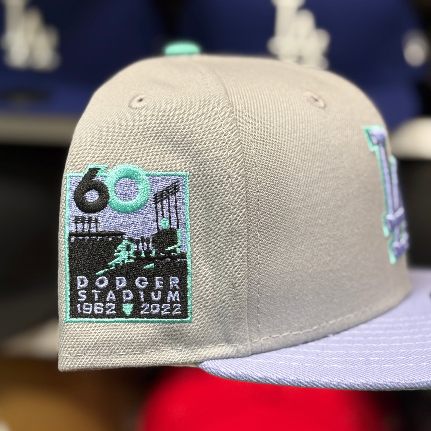 New Era Los Angeles Dodgers '60th Anniversary' 59FIFTY Fitted Hat | Silver/Periwinkle