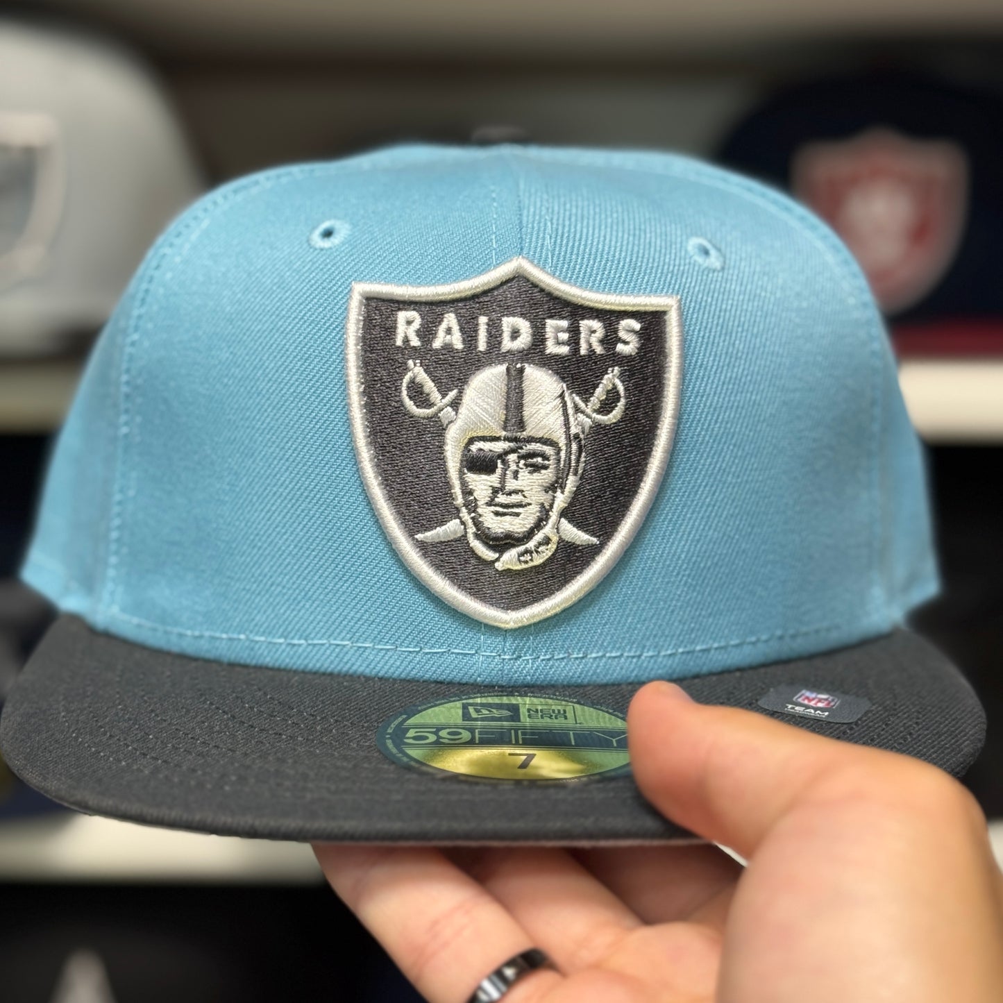 New Era Las Vegas Raiders 59FIFTY Fitted Hat Light Blue/Gray