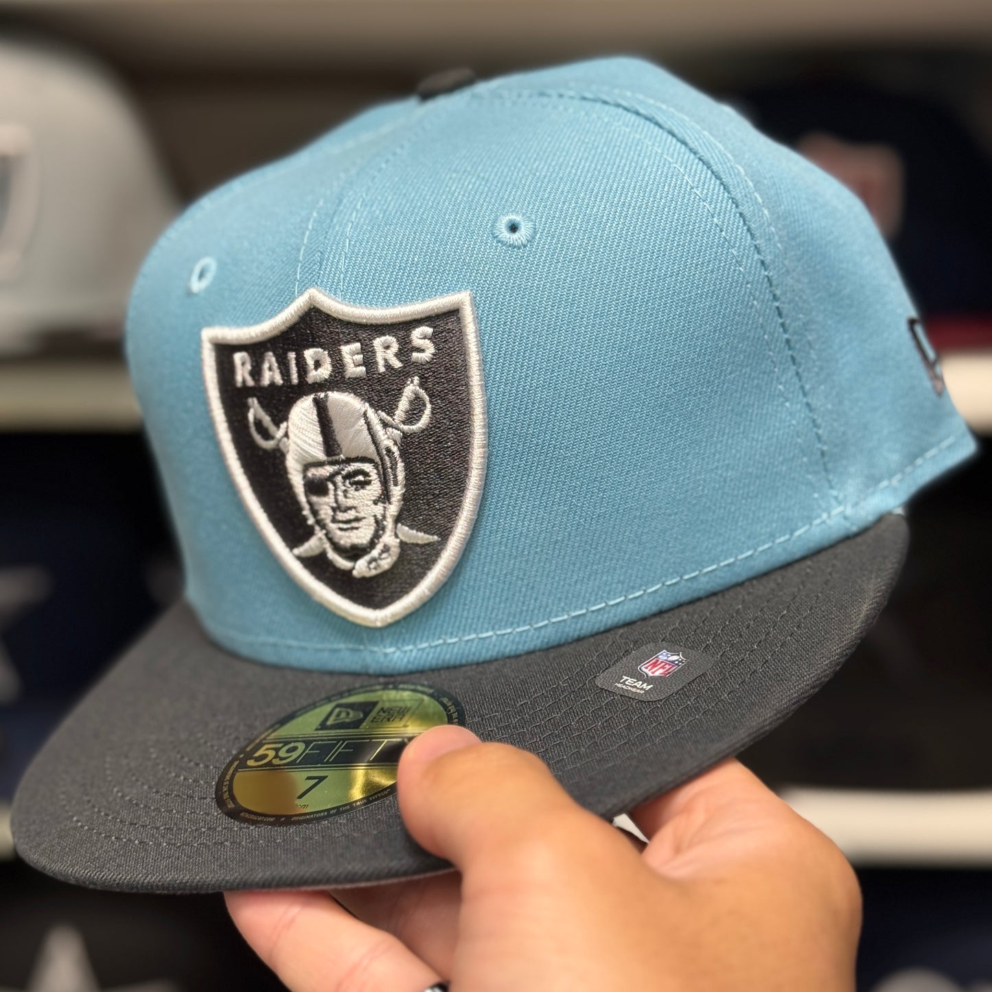 New Era Las Vegas Raiders 59FIFTY Fitted Hat Light Blue/Gray