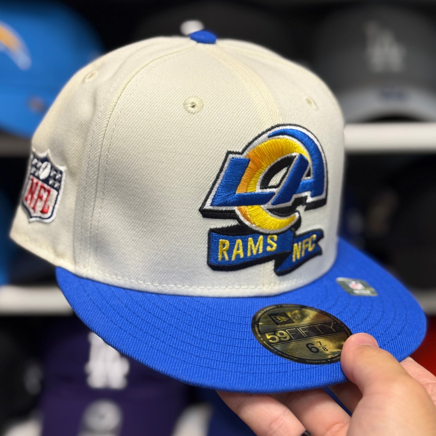 New Era Los Angeles Rams 59FIFTY Fitted Hat | Ivory/Blue