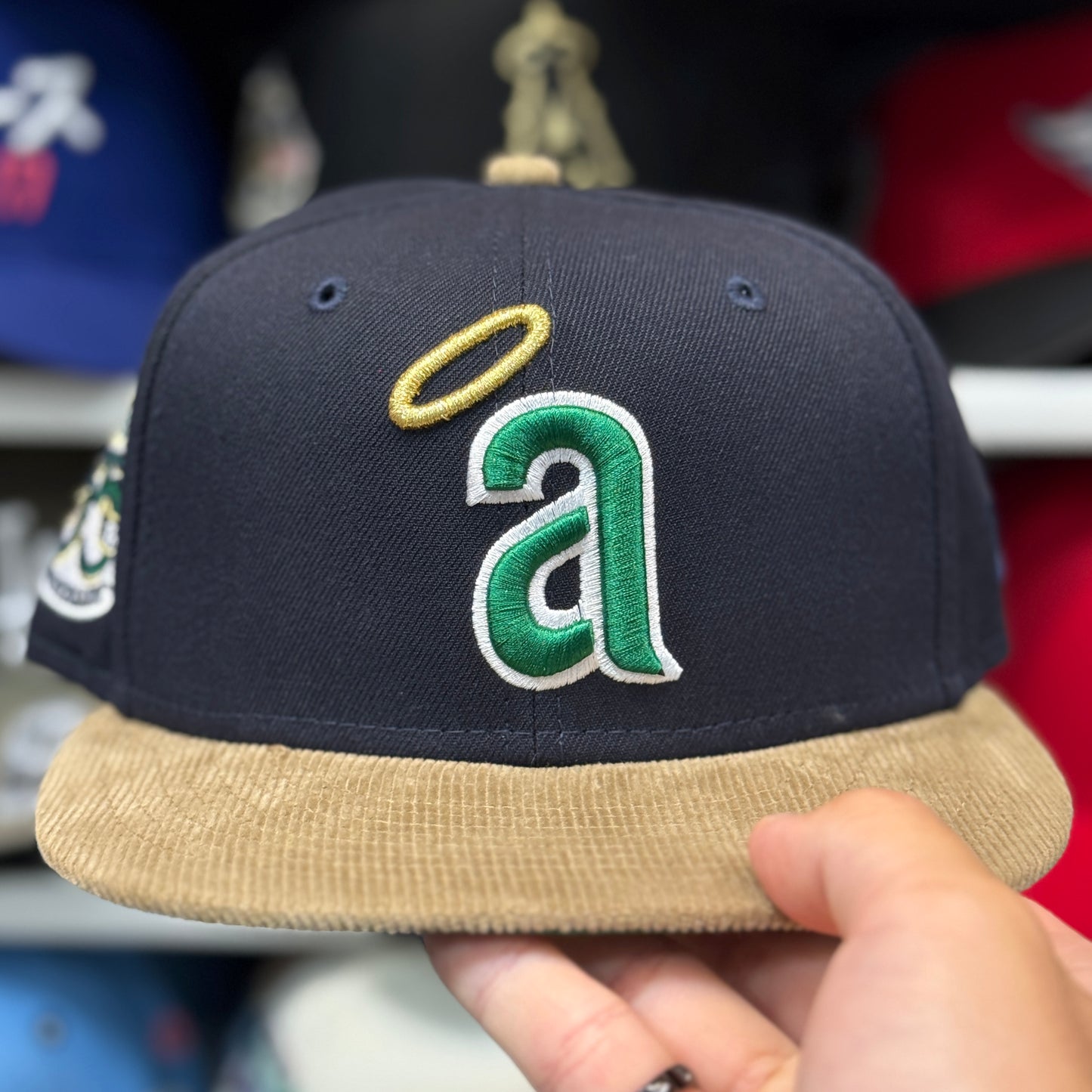 New Era Los Angeles Angels Corduroy '35th Anniversary' 59FIFTY Fitted Hat Navy/Beige