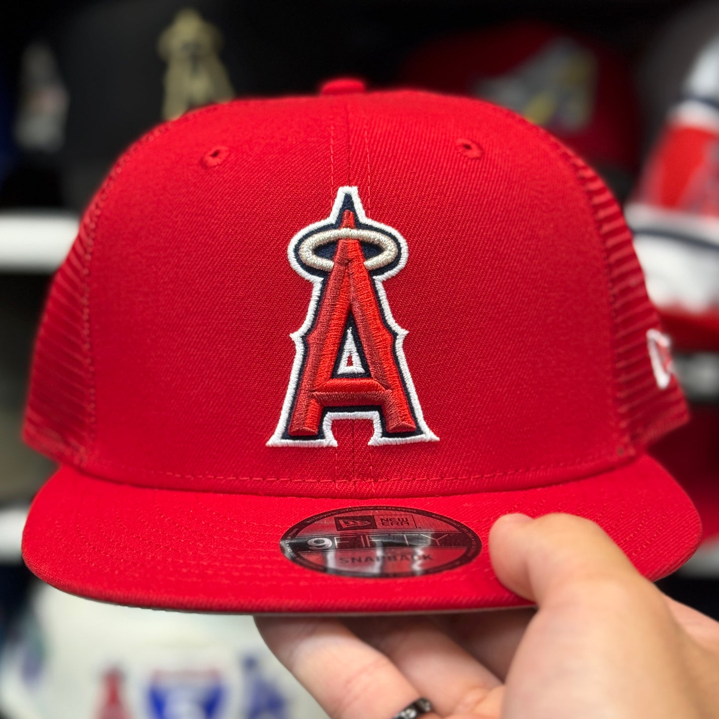 New Era Los Angeles Angels 9FIFTY Trucker Snapback | Red