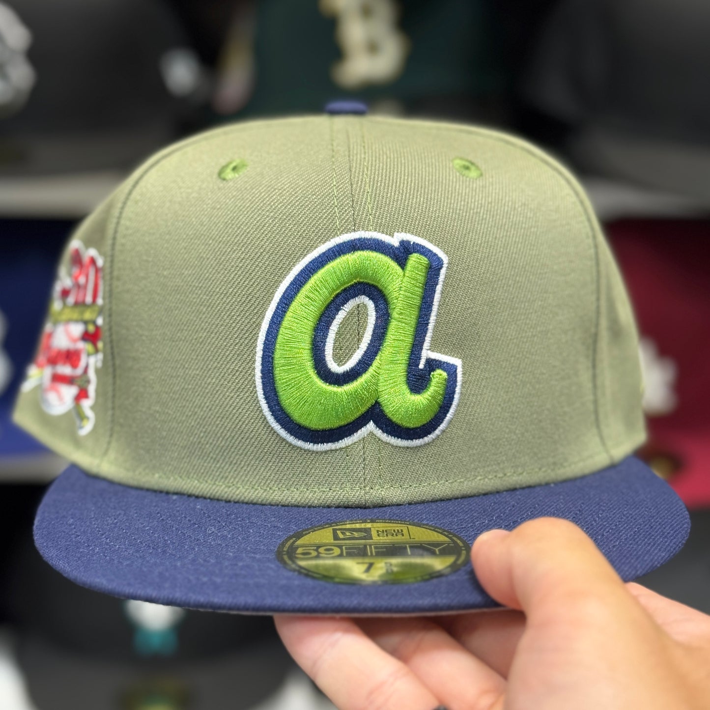 New Era Atlanta Braves '30th Anniversary' Patch 59FIFTY Fitted Hat | Olive/Blue