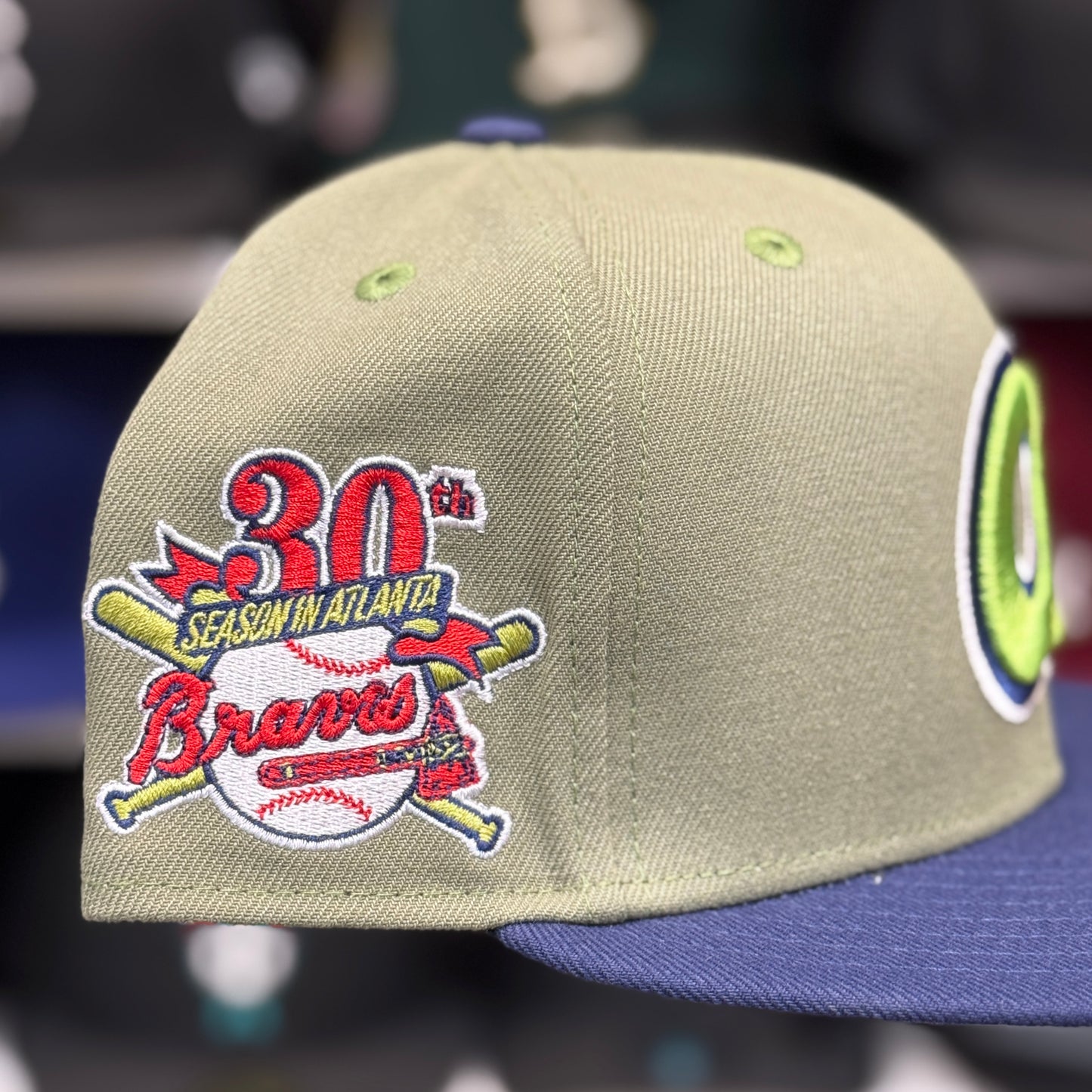 New Era Atlanta Braves '30th Anniversary' Patch 59FIFTY Fitted Hat | Olive/Blue