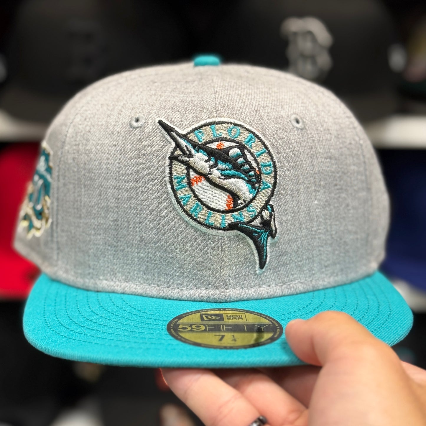 New Era Florida Marlins 'Jackie Robinson 50th Anniversary' 59FIFTY Fitted Hat | Silver/Teal