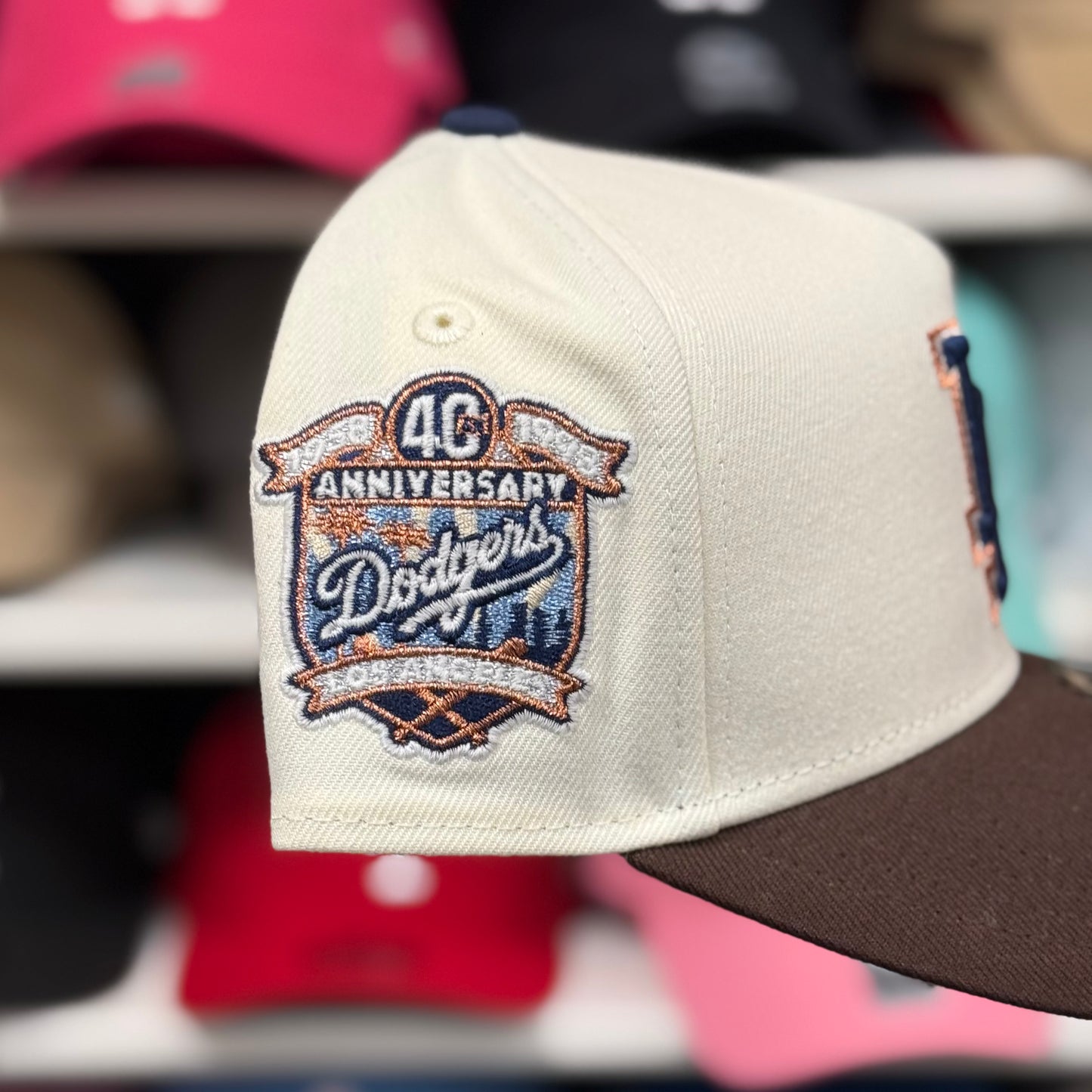 New Era Los Angeles Dodgers '40th Anniversary' A-Frame Creme/Brown 9FORTY Snapback