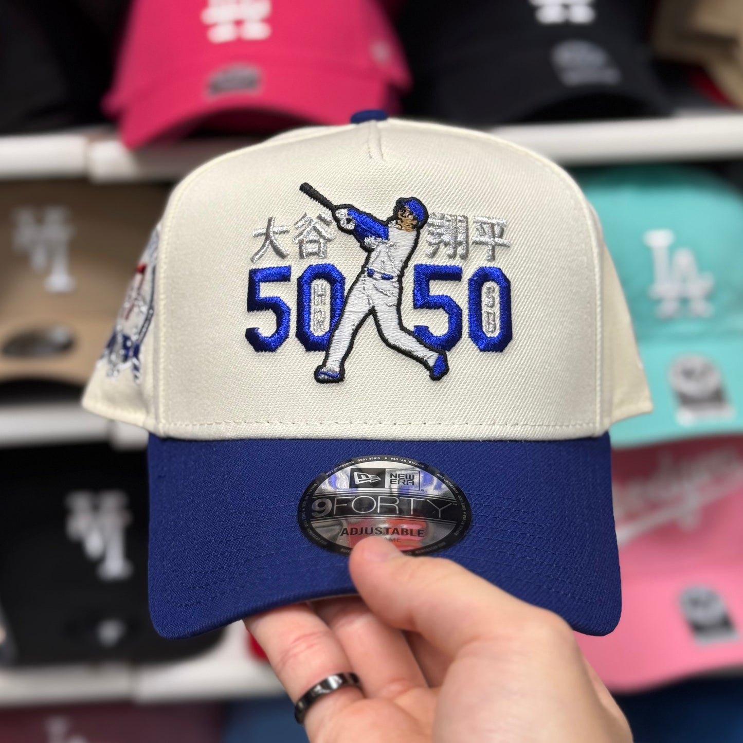 New Era Los Angeles Dodgers '50-50 Shohei Ohtani' A-Frame Creme/Blue 9FORTY Snapback