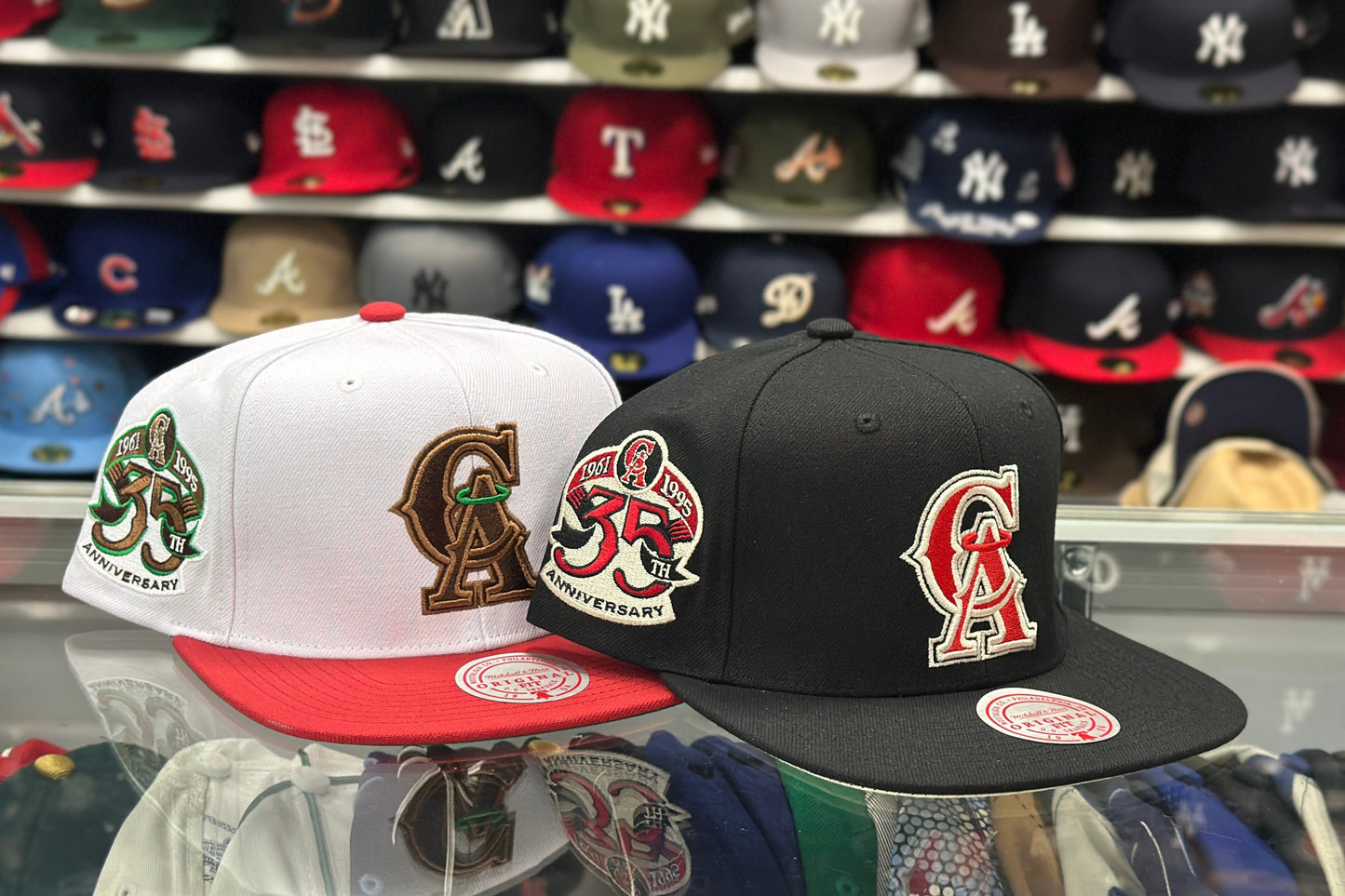 LA Angels MLB Snapback '35th Anniversary' Patch | Mitchell & Ness Original Fit Adjustable Snapback | White/Red