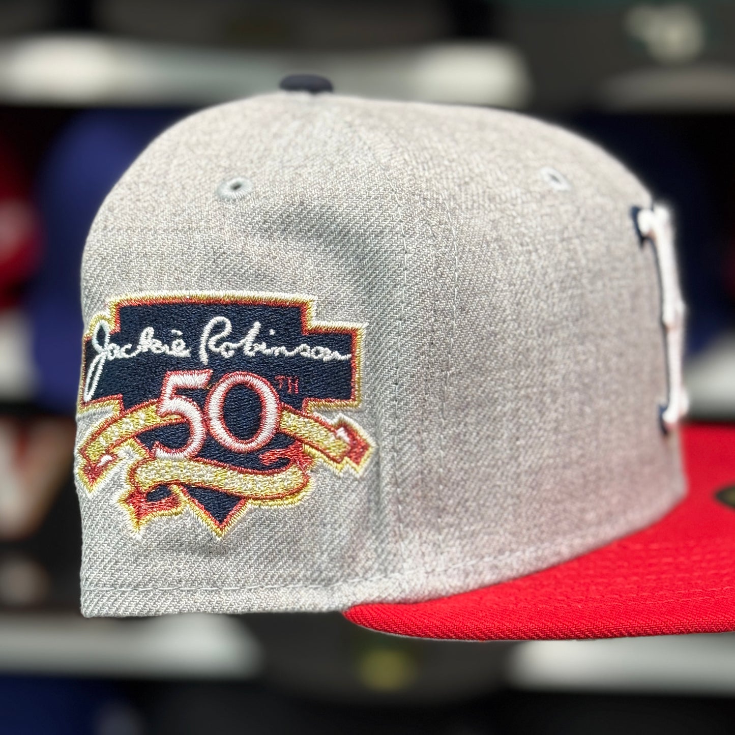 New Era Boston Red Sox '50th Anniversary' 59FIFTY Fitted Hat | Silver/Red