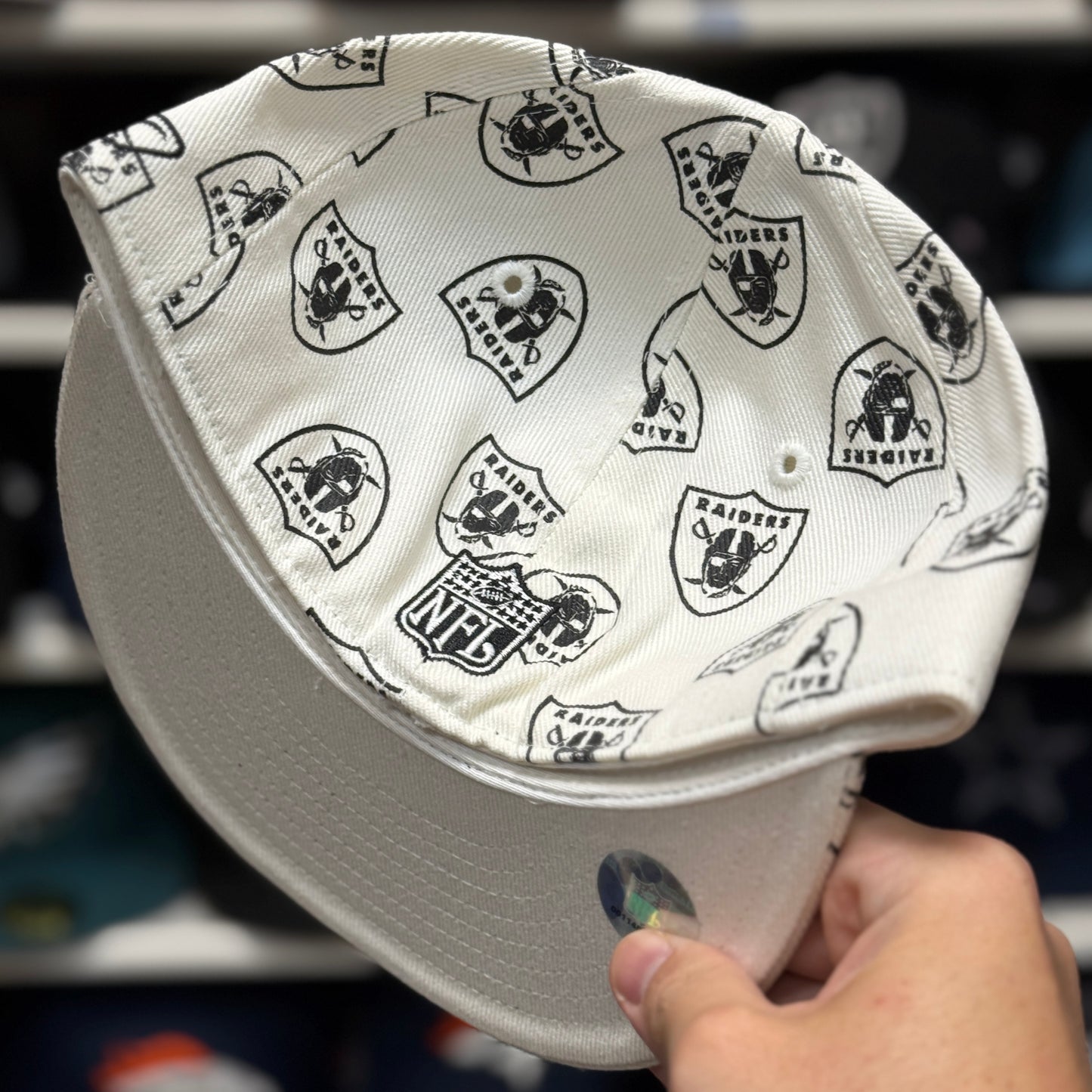 Oakland Raiders 'Logo Monogram' White Reebok Fitted Hat