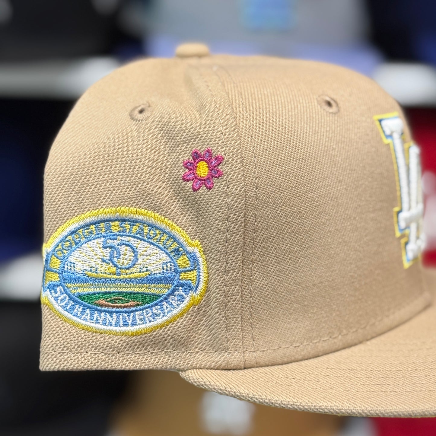 New Era Los Angeles Dodgers 'Floral 50th Anniversary' 59FIFTY Fitted Hat | Beige