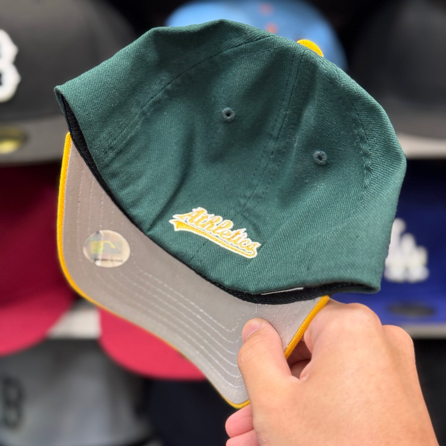 Youth Oakland Athletics FlexFit Baseball Cap | Green/Yellow