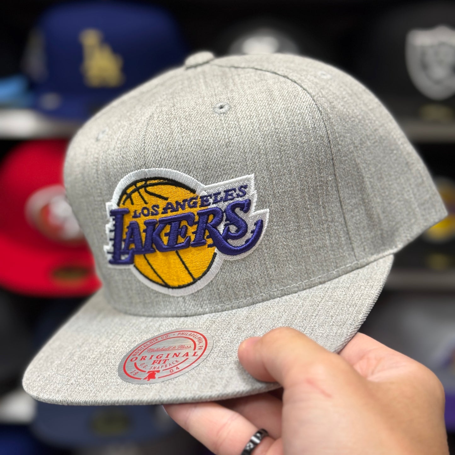 Los Angeles Lakers Heather Grey Mitchell & Ness Snapback