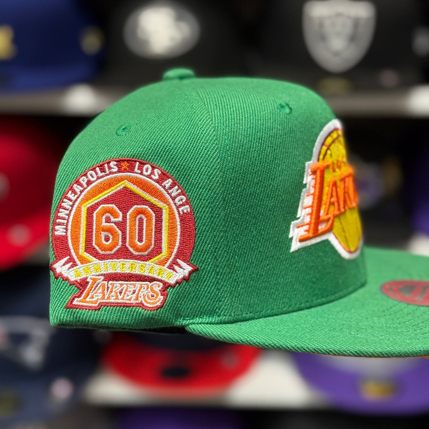 Los Angeles Lakers '60th Anniversary' Mitchell & Ness Snapback | Green/Orange