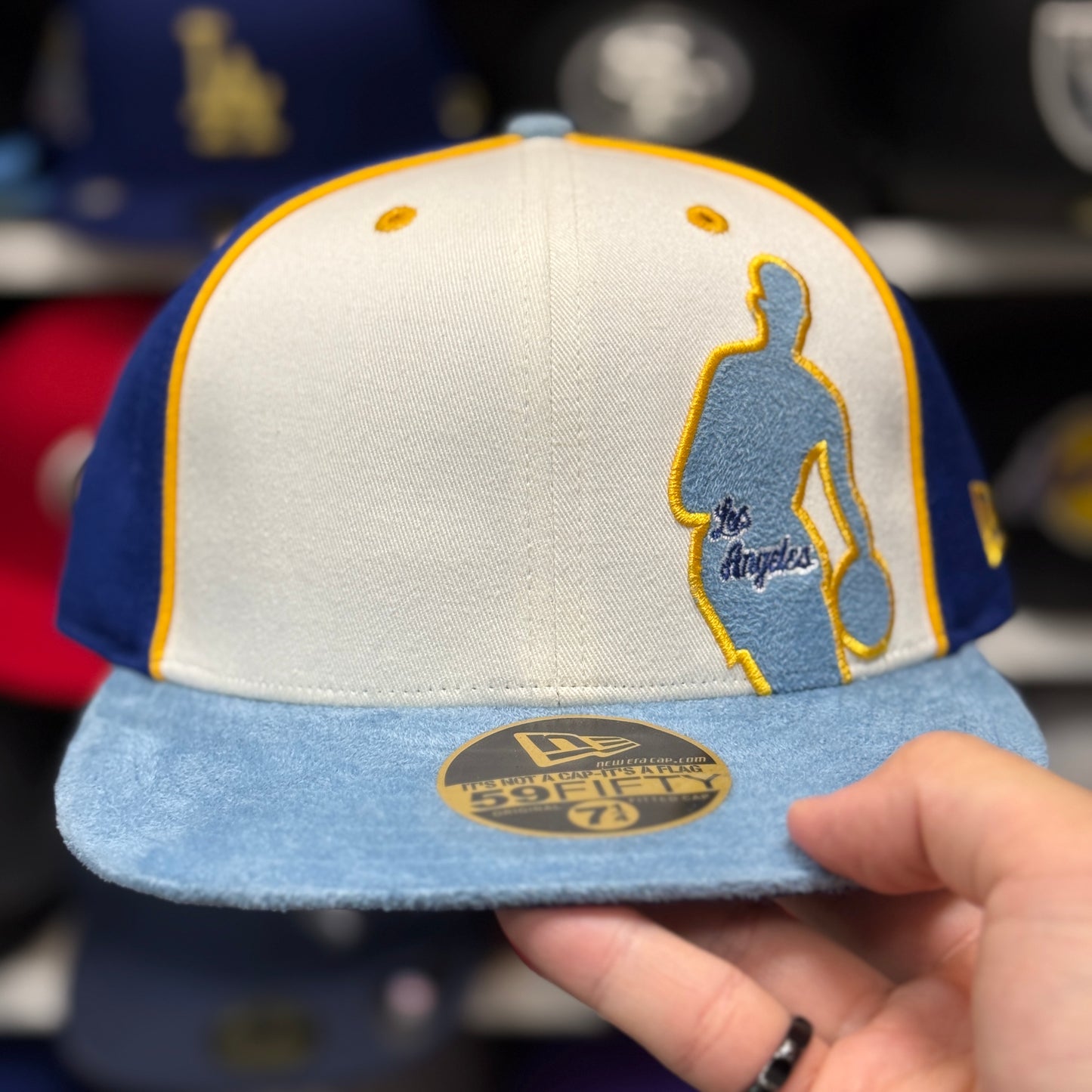 New Era Los Angeles Lakers 'Suede NBA Logo' 59FIFTY Fitted Hat | Light Blue