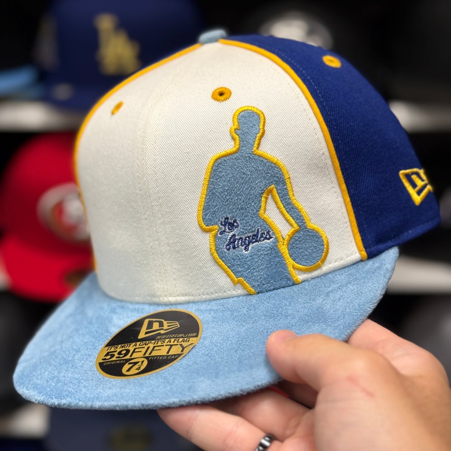 New Era Los Angeles Lakers 'Suede NBA Logo' 59FIFTY Fitted Hat | Light Blue