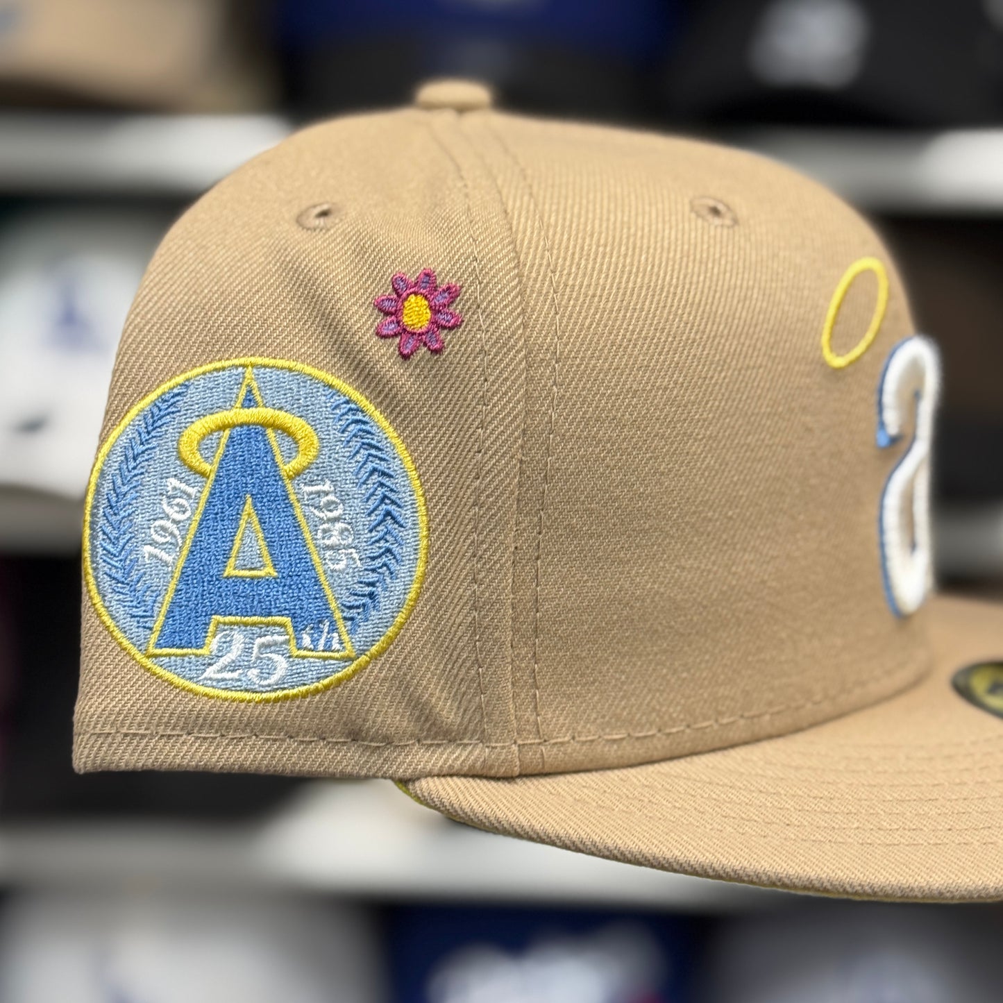New Era Los Angeles Angels 'Floral 25th Anniversary' 59FIFTY Fitted Hat | Tan