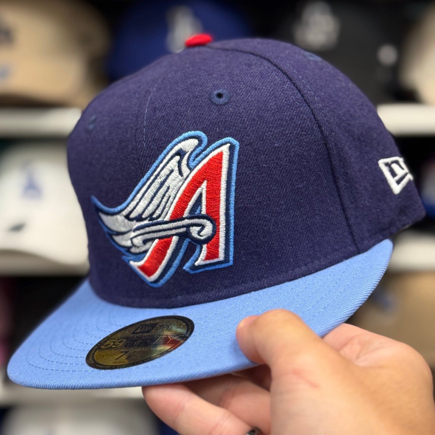 New Era Los Angeles Angels 'Retro Logo' 59FIFTY Fitted Hat | Navy/Light Blue