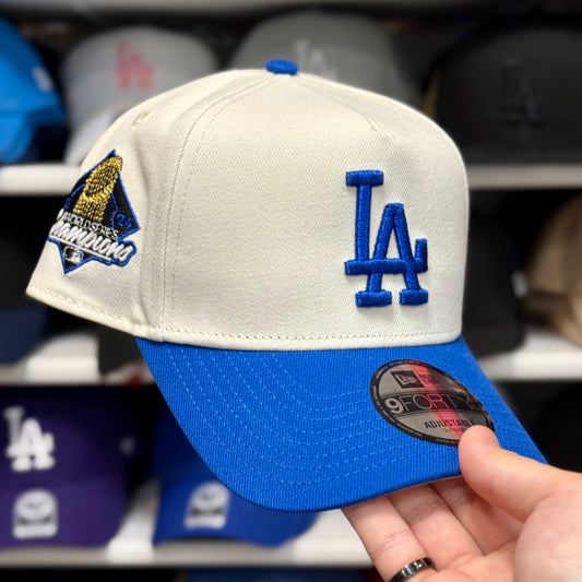 New Era Los Angeles Dodgers '2024 World Series Champions' A-Frame Creme/Blue 9FORTY Snapback