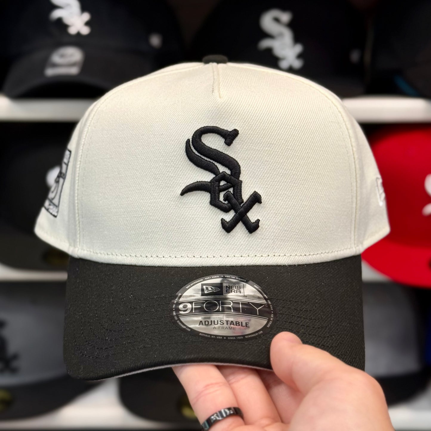 New Era Chicago White Sox '95 Years' A-Frame 9FORTY Snapback Ivory/Black